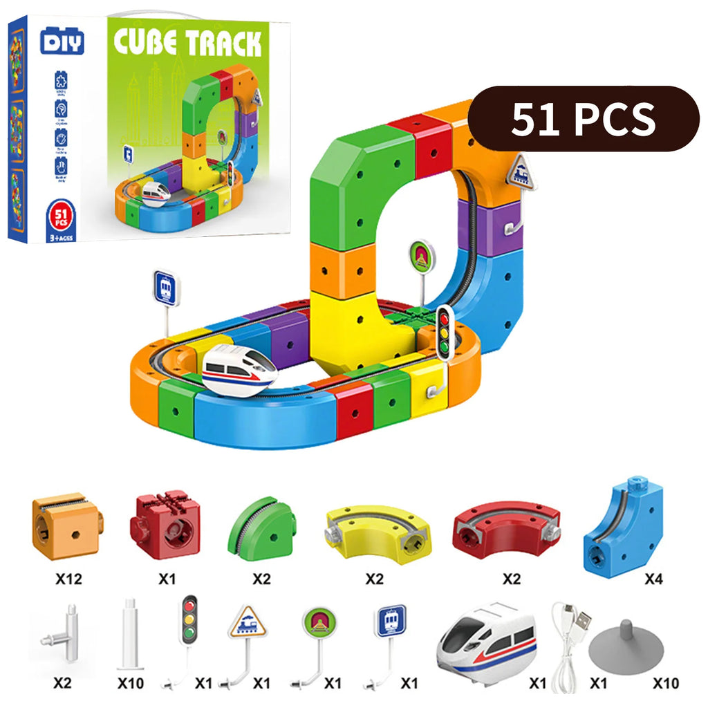 Tor Bez Końca — Klockowy Tor z Pociągiem na USB | Zabawka Edukacyjna 3+