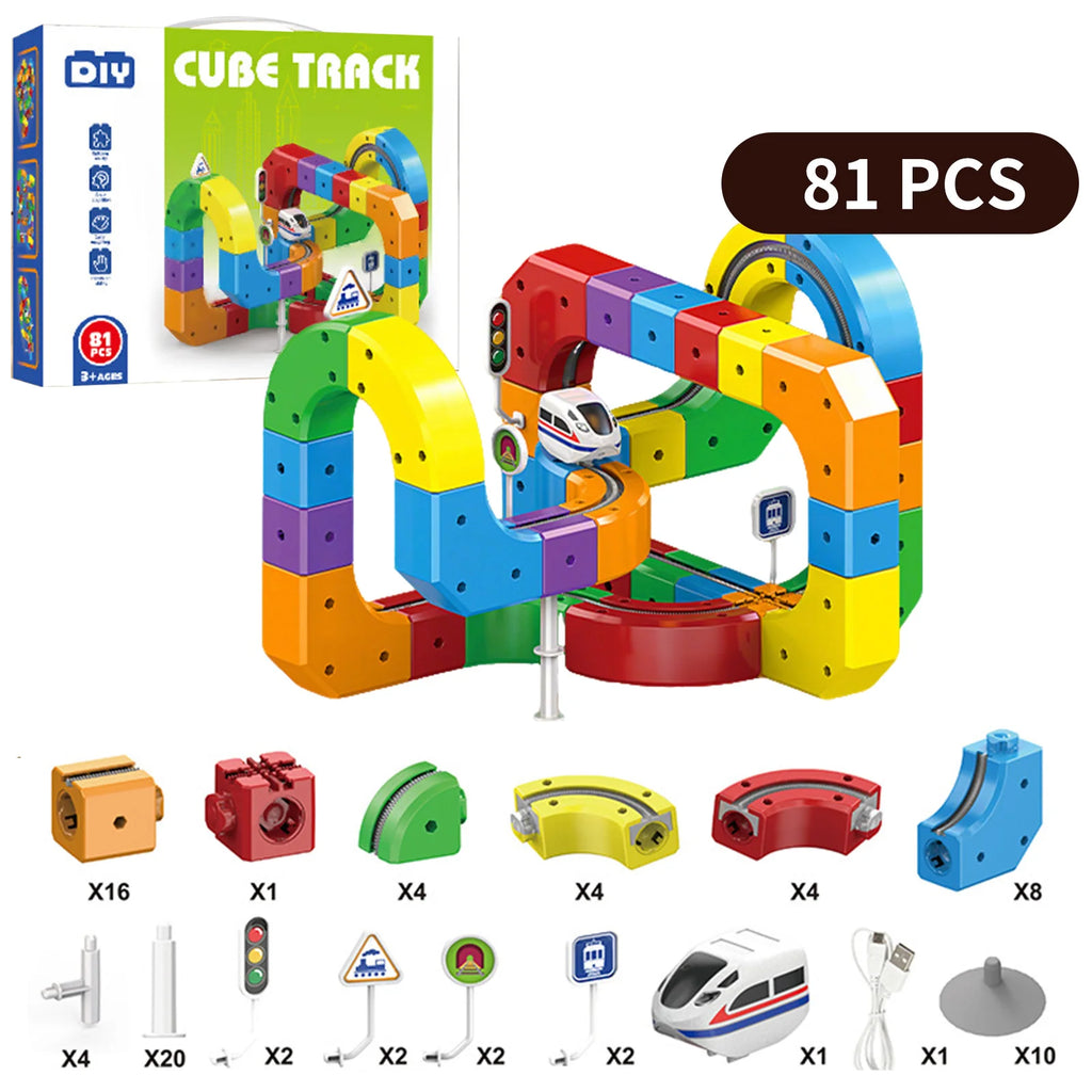 Tor Bez Końca — Klockowy Tor z Pociągiem na USB | Zabawka Edukacyjna 3+