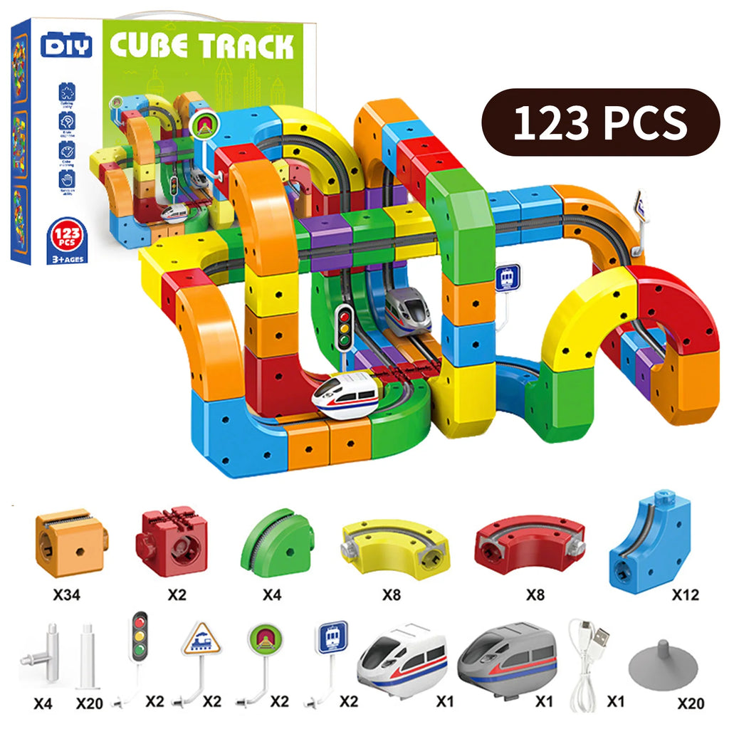 Tor Bez Końca — Klockowy Tor z Pociągiem na USB | Zabawka Edukacyjna 3+